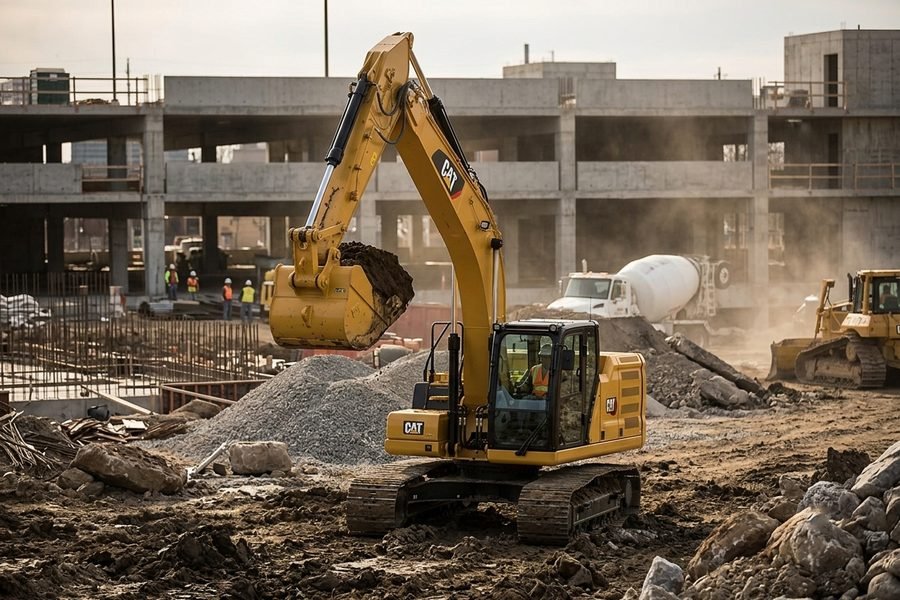 Excavadora en obra